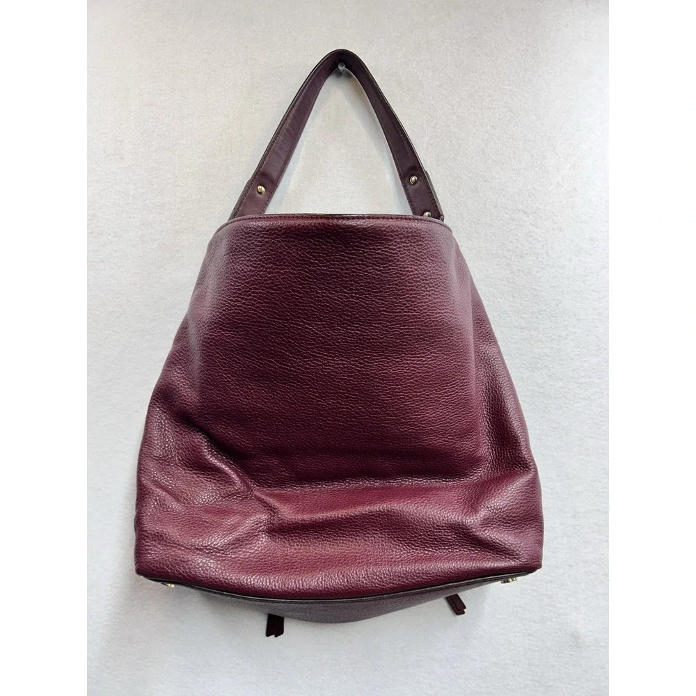 Michael Kors Burgundy Pebbled Shoulder Bag Gold Hardware Zip Inner Pockets